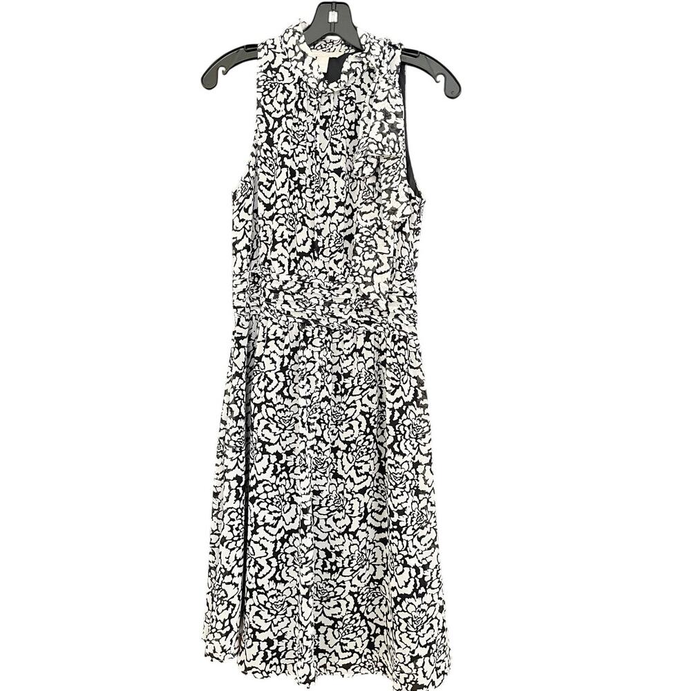 Banana Republic Floral Print Halter Dress Women's 6 Black White